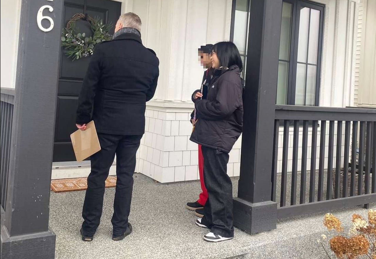 Students engaging in door-to-door canvassing in the Cloverdale—Langley City riding