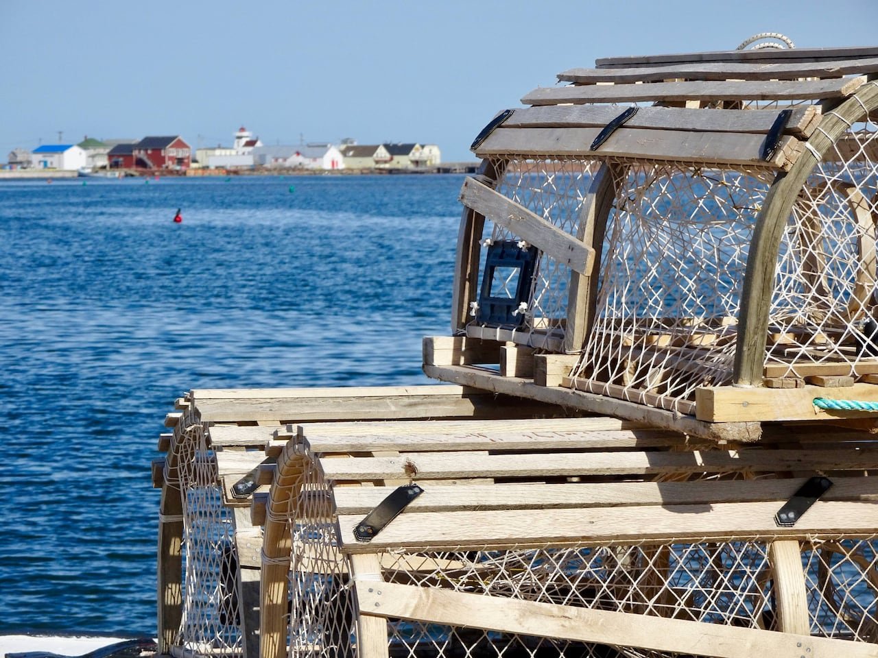 File photo of lobster traps on a pier in PEI from May 2018.